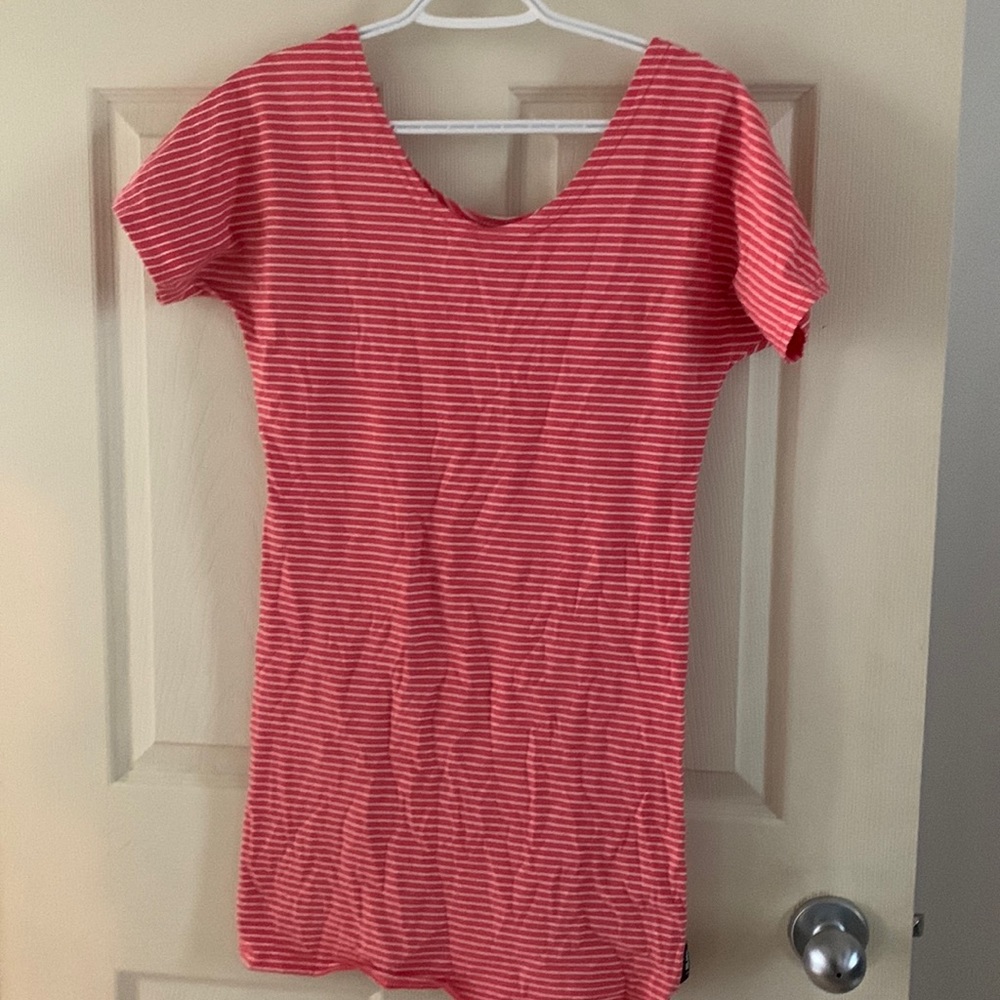 Coral striped tunic